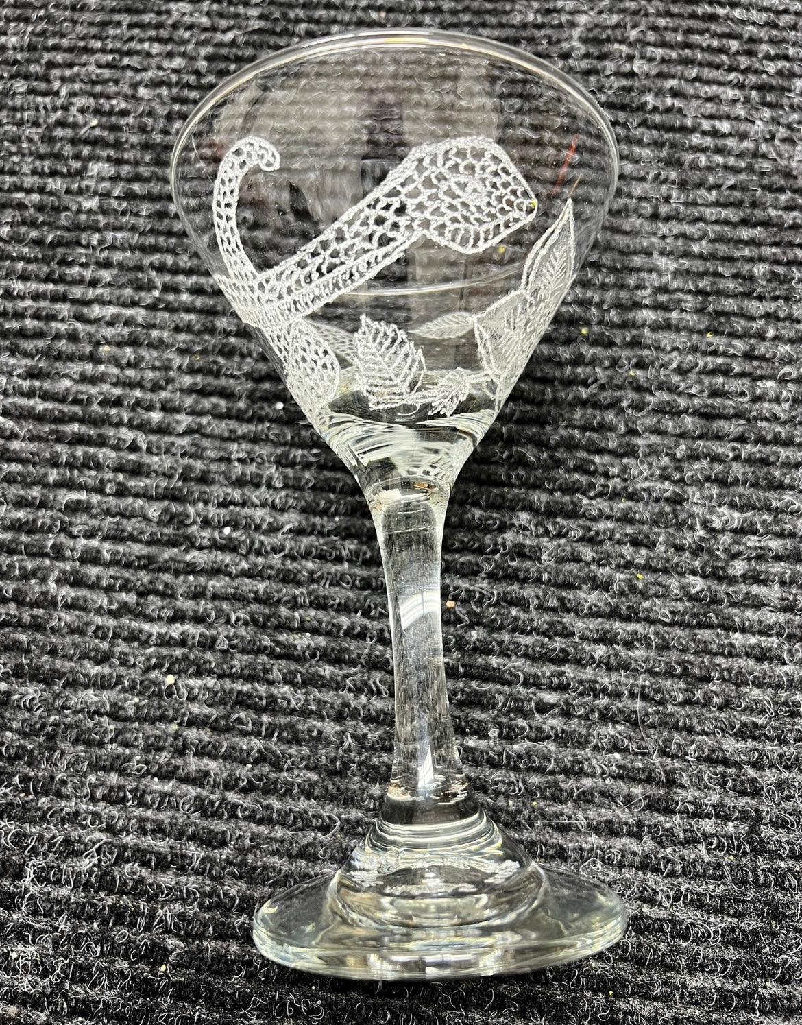 Hand carved Snake in Flowers Martini Glass