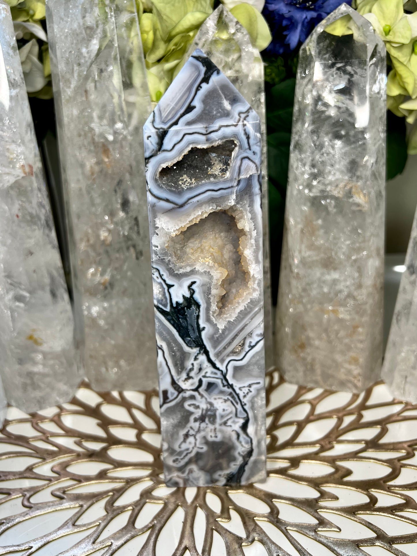 Purple Moss Agate tower