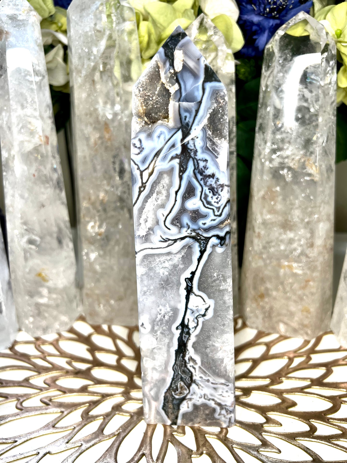 Purple Moss Agate tower