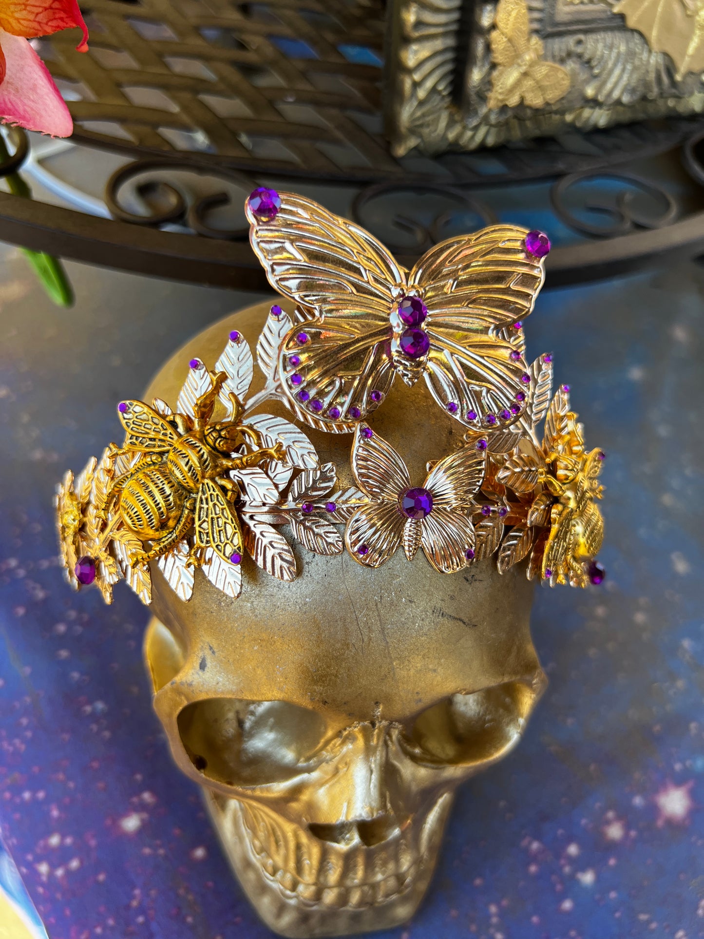 Gold and Purple Butterfly Crown